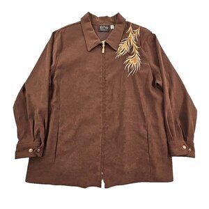 Bob Mackie Wearable Art Embroidered Phoenix Faux Suede Jacket Women's 2XL EUC